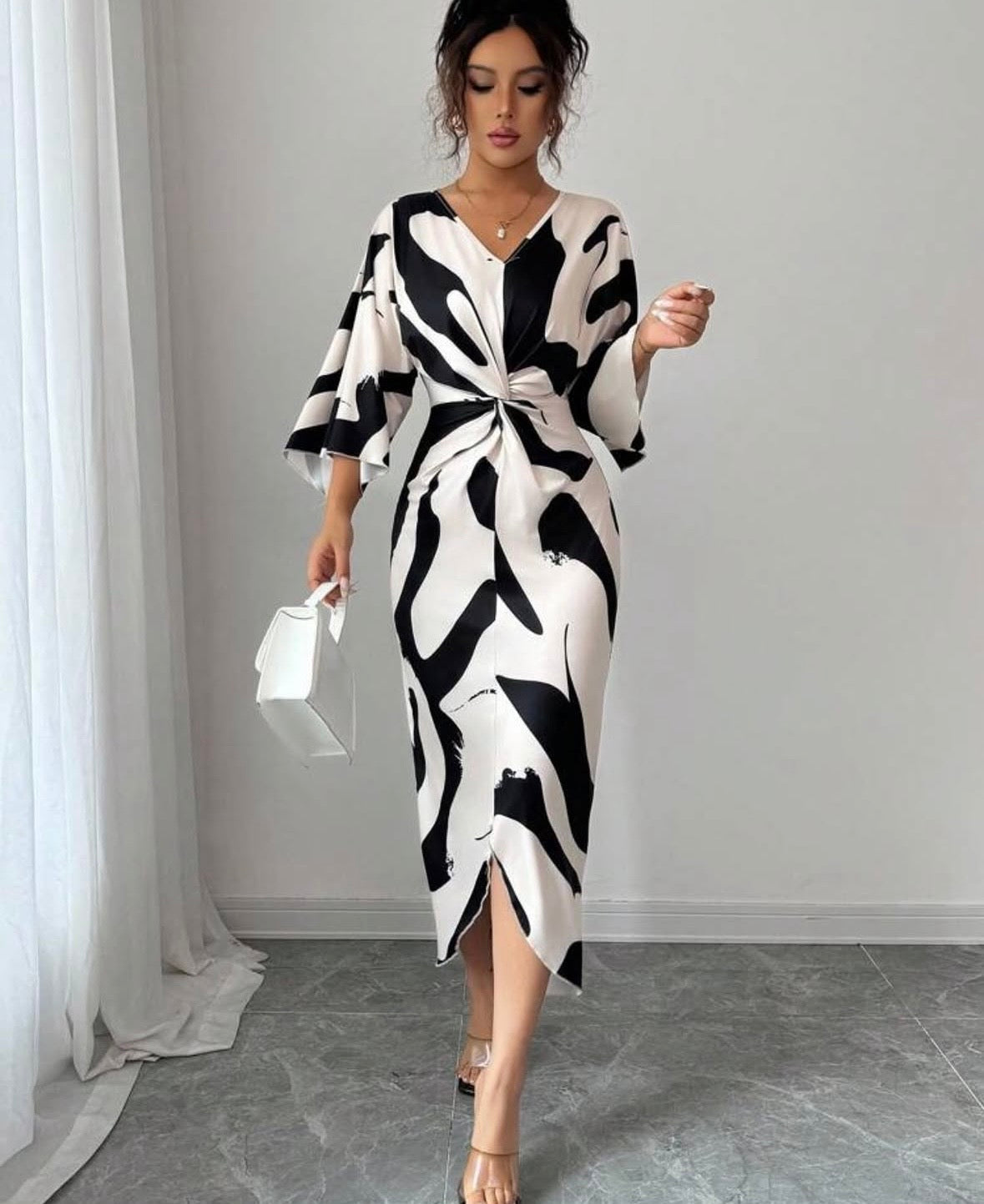 raglan shirt dress Women's Raglan Asymmetrical Woven Shirt Dress - Cream Teal Multi Stripe, Size XL