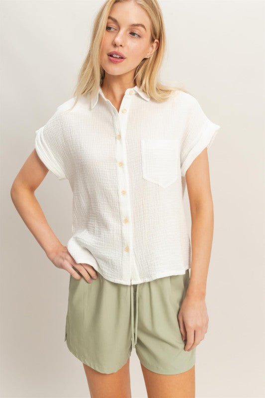 Gauze Button Up Top