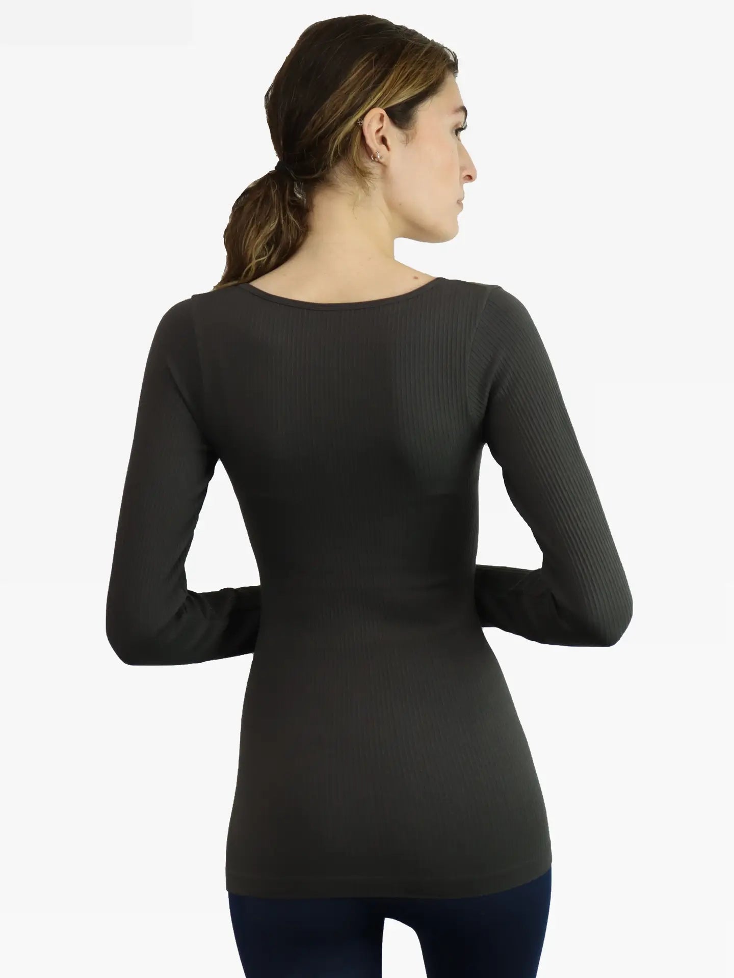 Ribbed Reversible Long Sleeve Top