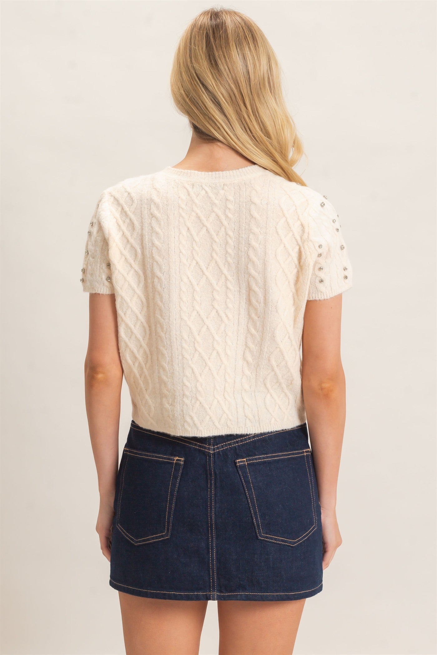 Embellished Cable Knit Sweater