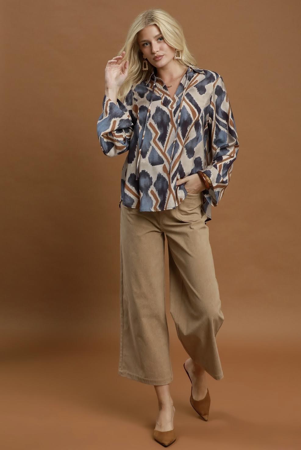Abstract Ikat Print Blouse
