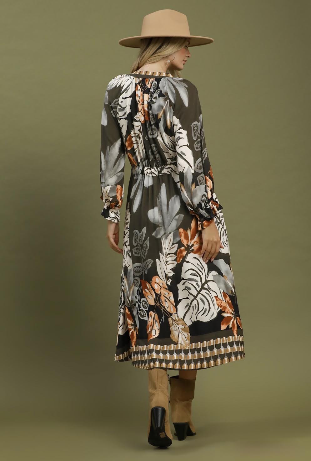 Border Print Midi Dress