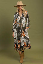Border Print Midi Dress