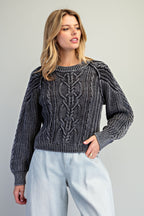 Mineral Wash Cable Knit Sweater