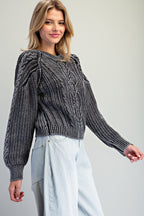 Mineral Wash Cable Knit Sweater