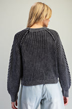 Mineral Wash Cable Knit Sweater