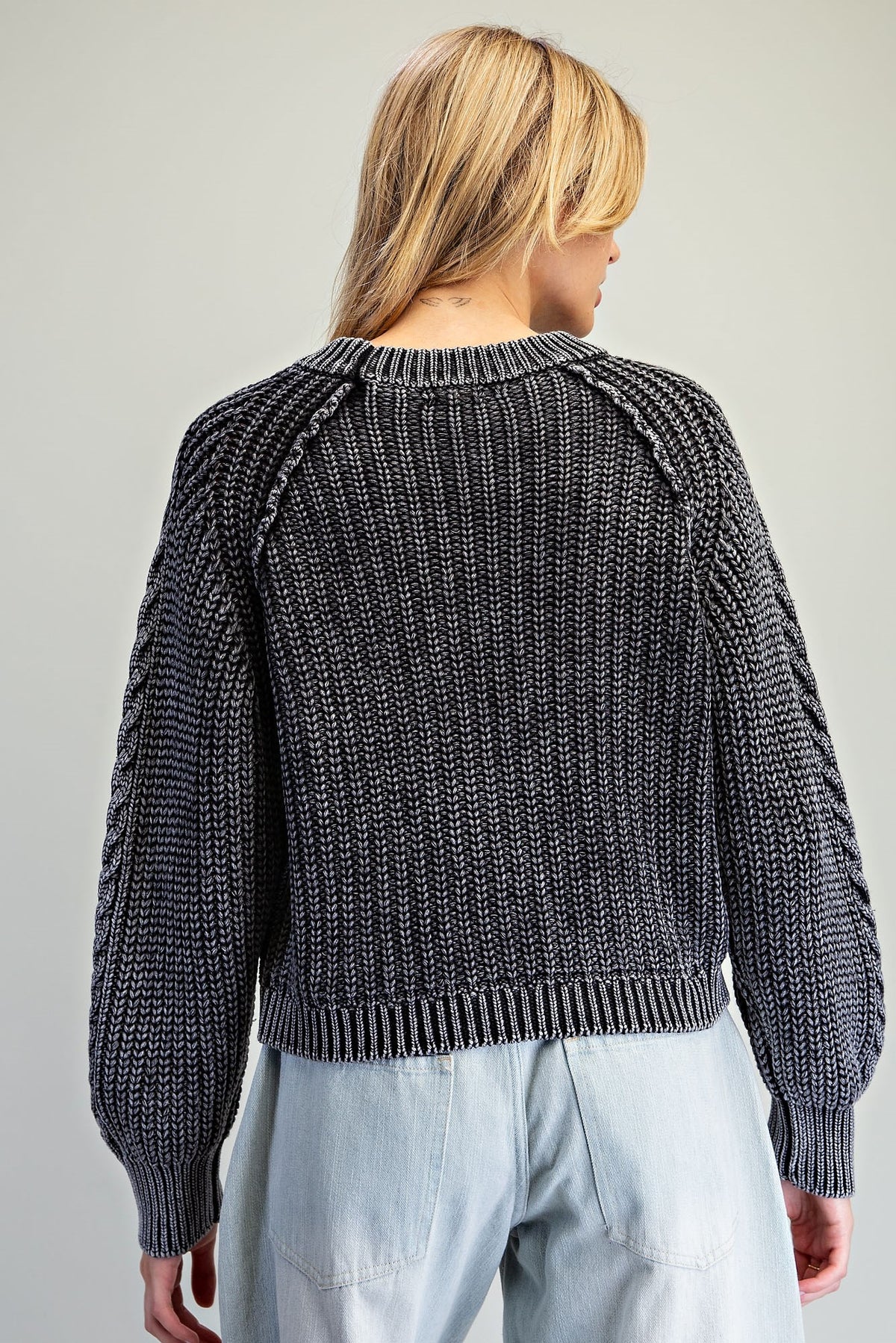 Mineral Wash Cable Knit Sweater