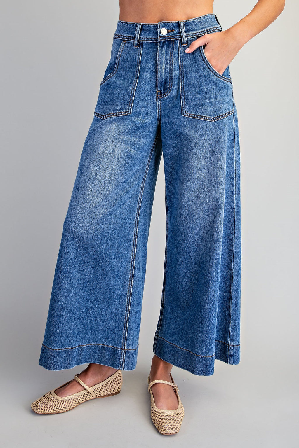 Wide Leg Pocket Jeans