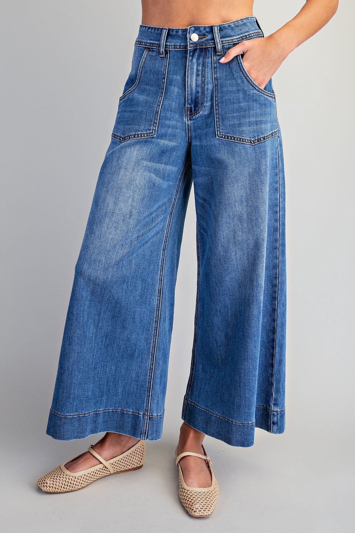 Wide Leg Pocket Jeans