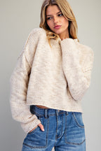 Cropped Rolled Neck Sweater