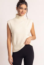Sleeveless High Neck Knit Top