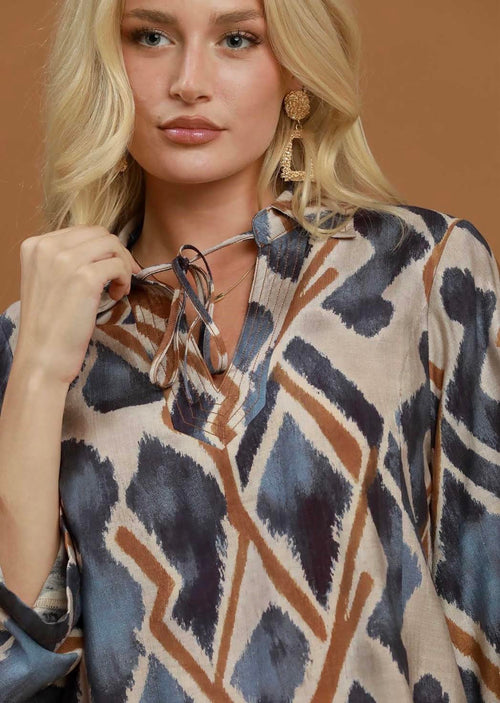 Abstract Ikat Print Blouse