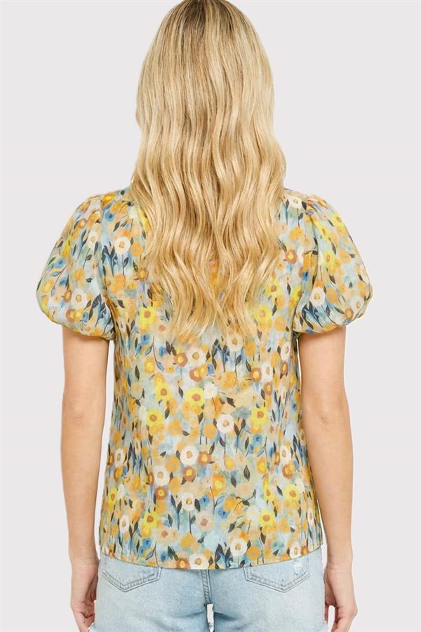 Balloon Sleeve Floral Top