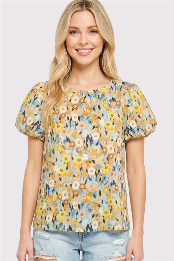 Balloon Sleeve Floral Top