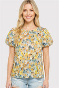 Balloon Sleeve Floral Top