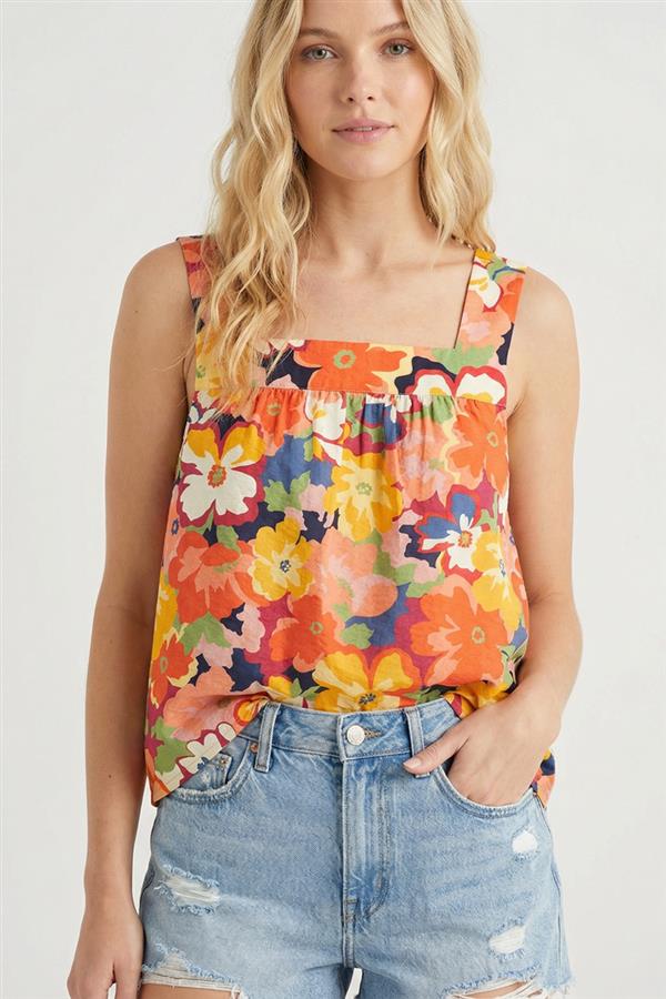 Floral Square Neck Tank