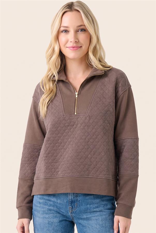 Zip Quilted Sweatershirt