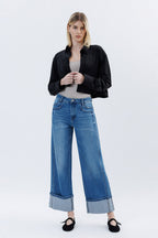 Flying Monkey Cuffed Baggy Jeans