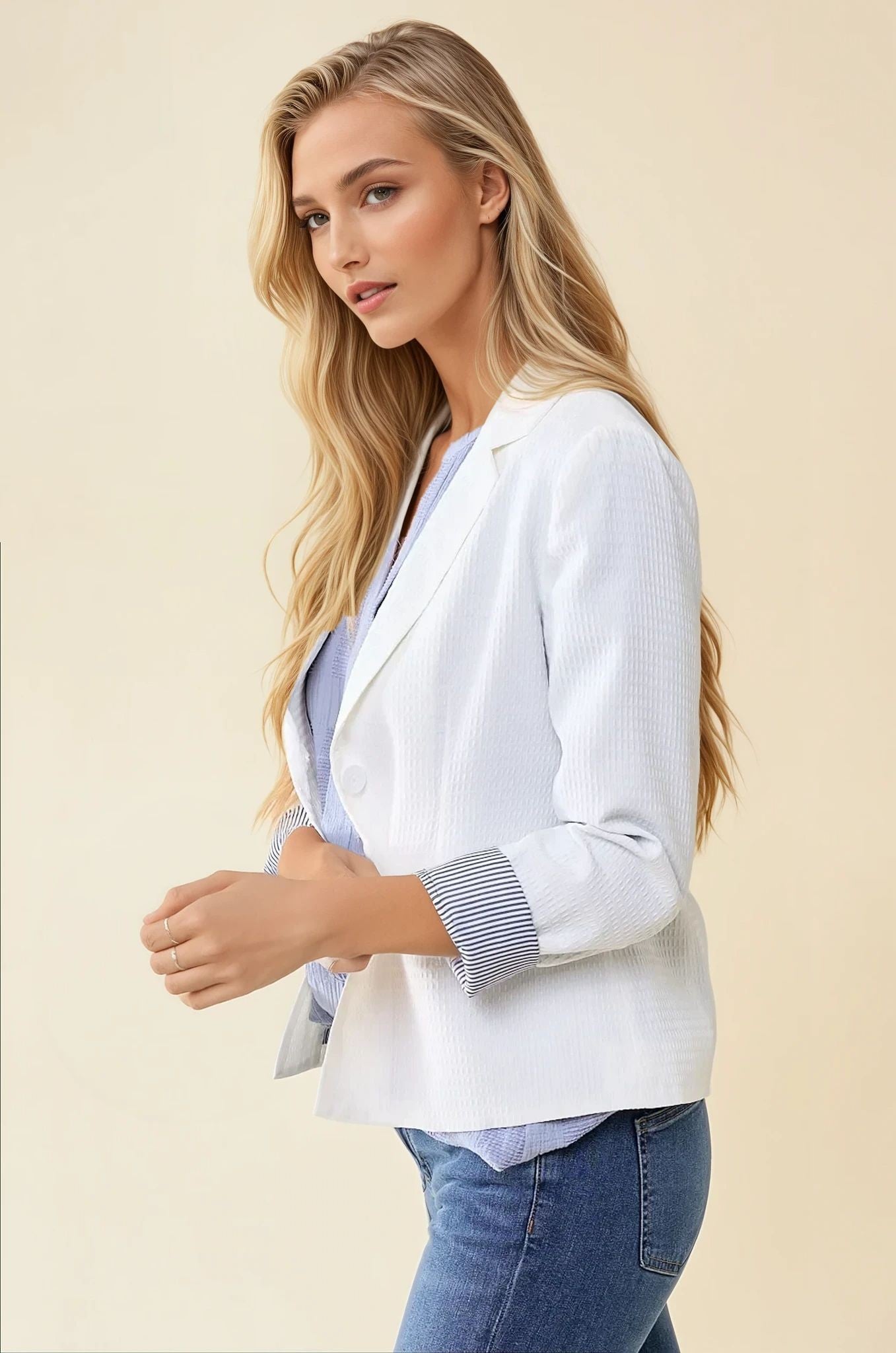 Stripe Linen Blazer