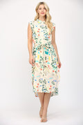 Printed Cap Sleeve Midi Dress