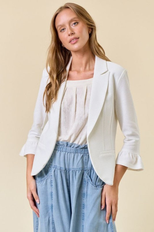 Ruffle Sleeve Blazer