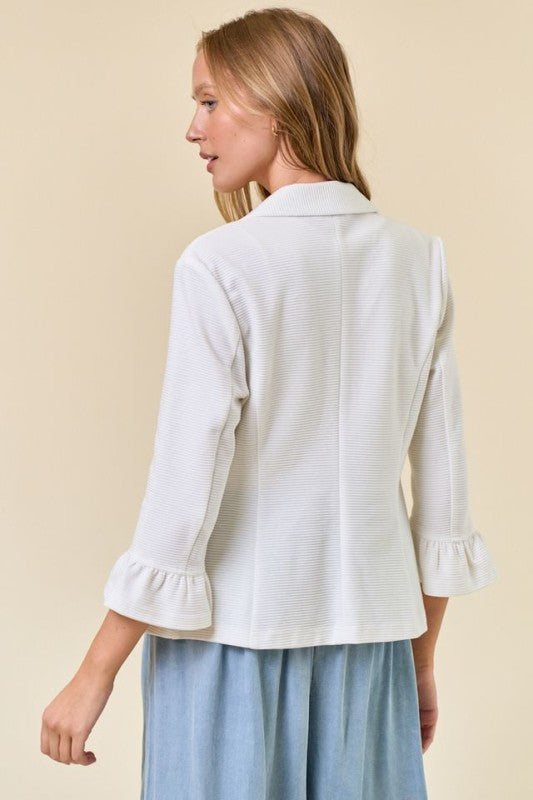 Ruffle Sleeve Blazer