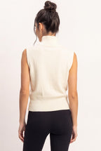 Sleeveless High Neck Knit Top