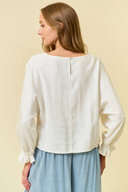 Linen Blend Batwing Top