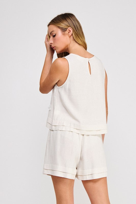 Linen Floral Tank