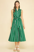 Stripe Button Midi Dress