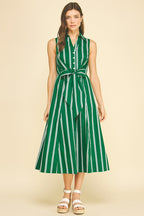 Stripe Button Midi Dress
