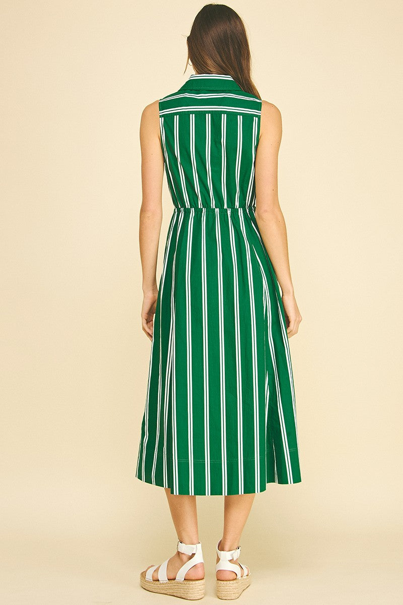Stripe Button Midi Dress