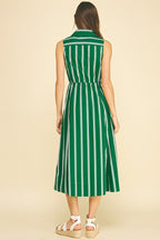Stripe Button Midi Dress