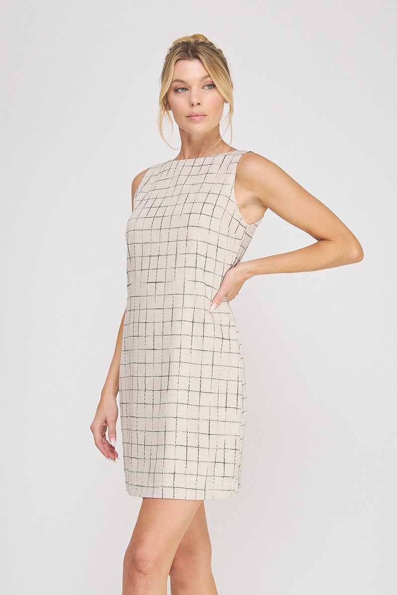 Grid Pattern Mini Dress