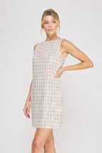 Grid Pattern Mini Dress
