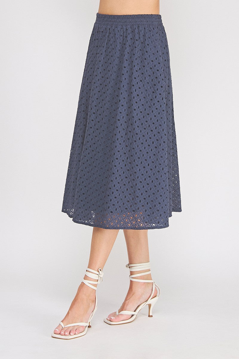 Eyelet Midi Skirt