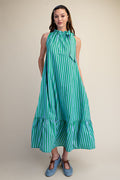 Ruffle Neck Tie Dress