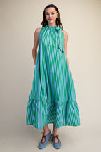 Ruffle Neck Tie Dress