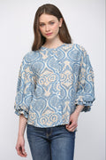 Damask Button Down Blouse