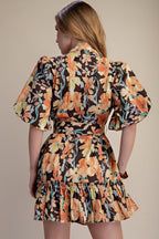 Floral Puff Sleeve Mini Dress