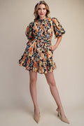 Floral Puff Sleeve Mini Dress