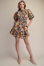 Floral Puff Sleeve Mini Dress