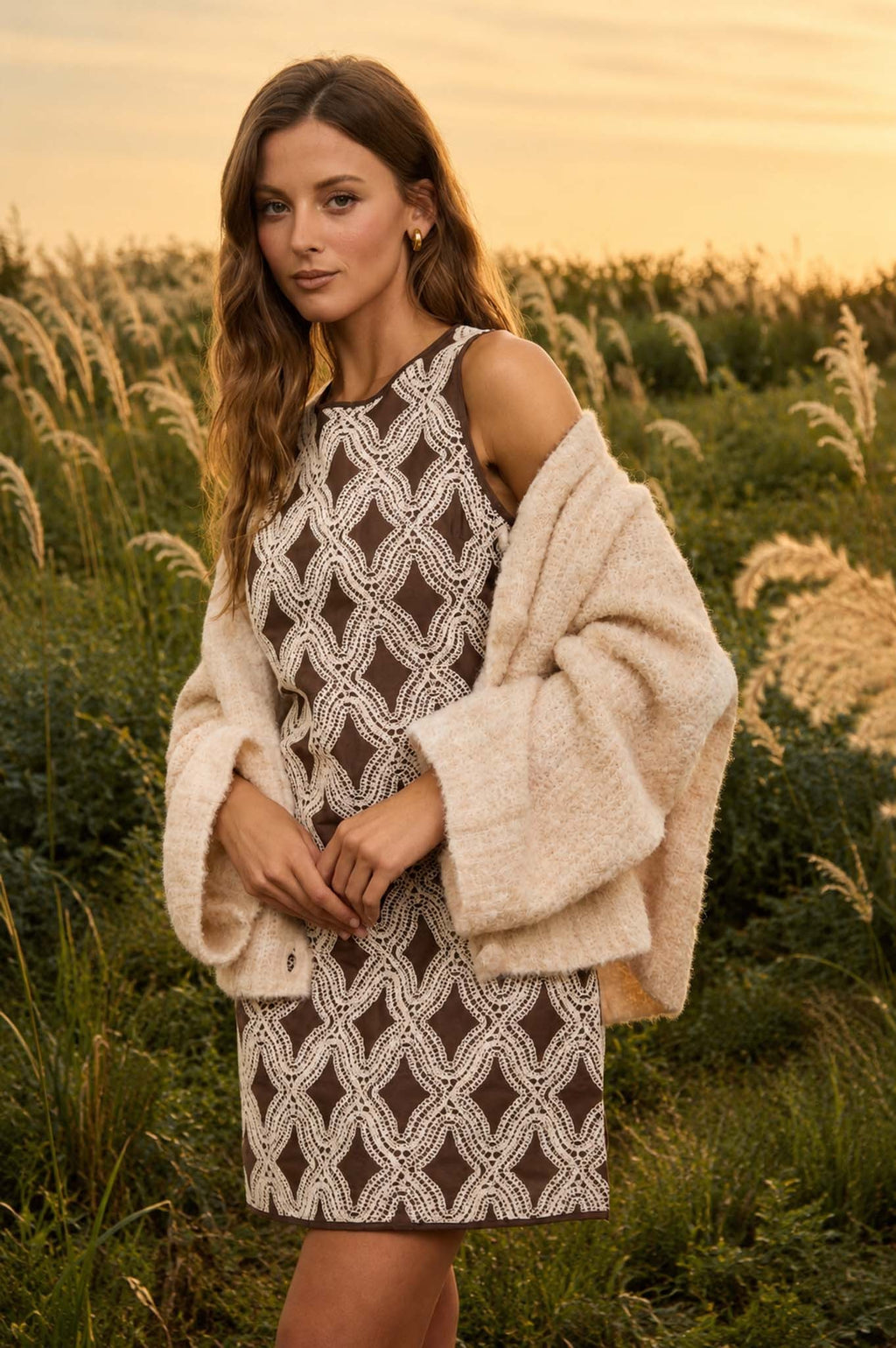 Textured Geometric Mini Dress
