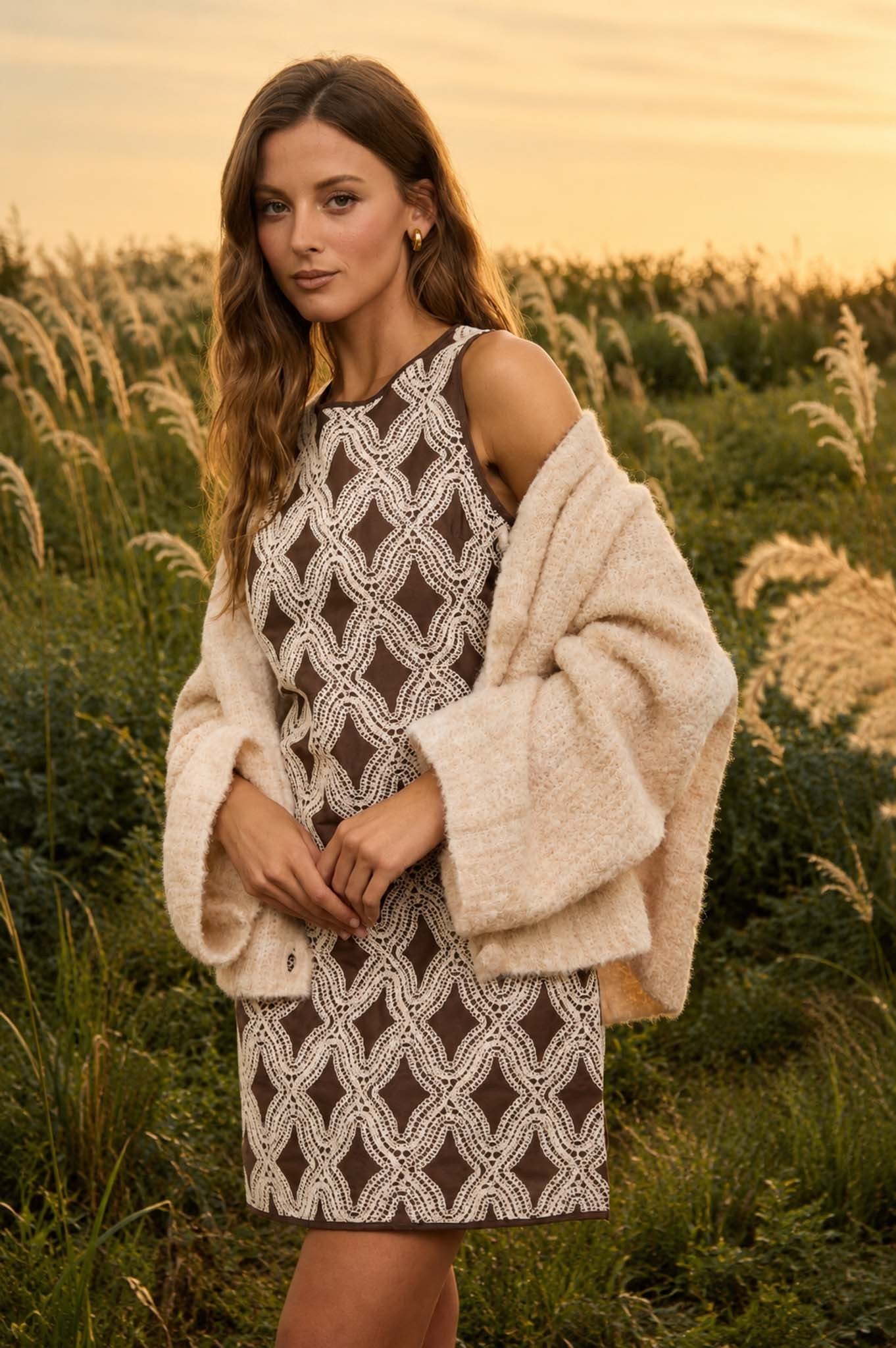 Textured Geometric Mini Dress