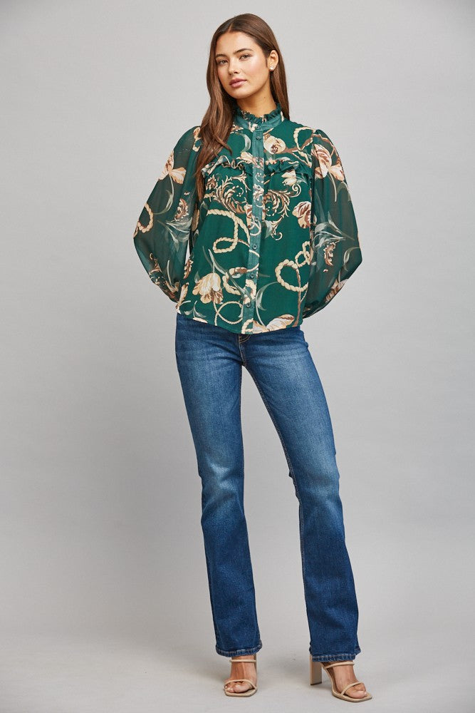 Chain Print Chiffon Blouse