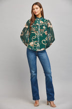 Chain Print Chiffon Blouse