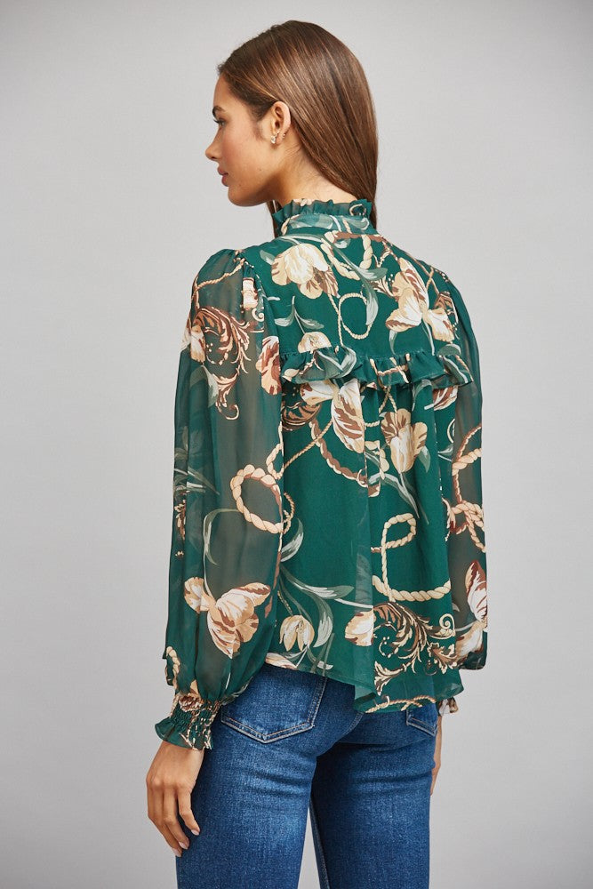 Chain Print Chiffon Blouse
