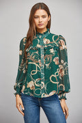 Chain Print Chiffon Blouse