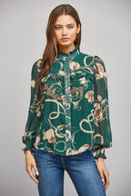 Chain Print Chiffon Blouse