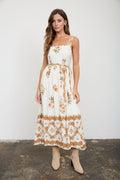 Floral Border Midi Dress